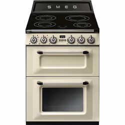 Smeg Victoria TR62IP2, Cuisinière, Crème, Boutons, Devant, Électronique, Plaque avec zone à induction