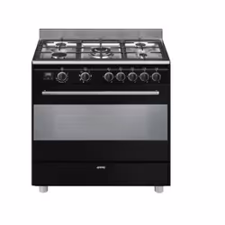 Smeg Master BG91CTN2, Cuisinière, Noir, Acier inoxydable, Rotatif, Tactile, Acier inoxydable, En haut devant, Gaz