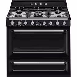 Smeg Victoria TR90BL2, Cuisinière, Noir, Boutons, Acier inoxydable, Front / Top front, 1,2 m