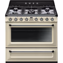 Smeg Victoria TR90P2, Cuisinière, Crème, Boutons, Acier inoxydable, Front / Top front, 1,2 m