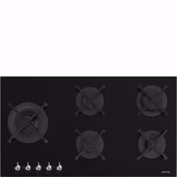 Smeg Classic PV395LN, Noir, Intégré, 90 cm, Gaz sur plaque de cuisson en verre, Verre, 5 zone(s)