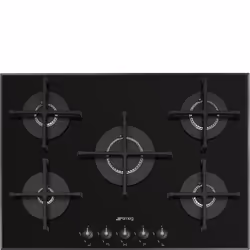 Smeg PV175B3, Noir, Intégré, 70 cm, Gaz, Verre/Acier inoxydable, 5 zone(s)