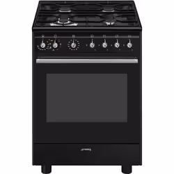 Smeg Concert CX61GMBL, Cuisinière, Noir, Rotatif, Argent, Devant, Gaz
