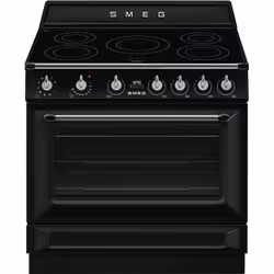 Smeg Victoria TR90IMBL, Cuisinière, Noir, Rotatif, Chrome, Métal, Métal