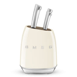 Smeg KBSF02CR bloc à couteaux Plastique, Acier inoxydable, Bois Chrome, Crème, Bois
