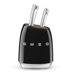Smeg KBSF02BL bloc à couteaux Plastique, Acier inoxydable, Bois Noir, Chrome, Bois