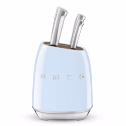 Smeg KBSF02PB, Bloc à couteaux, Plastique, Acier inoxydable, Bois, Bleu, Chrome, Bois, 1 pièce(s), 152 mm, 200 mm