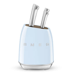 Smeg KBSF02PB bloc à couteaux Plastique, Acier inoxydable, Bois Bleu, Chrome, Bois