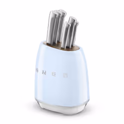 Smeg KBSF02PB bloc à couteaux Plastique, Acier inoxydable, Bois Bleu, Chrome, Bois