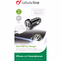 Cellularline MICROCBRUSBDUAL2A chargeur d'appareils mobiles Universel Noir Allume-cigare Auto