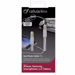 Cellularline 36386, 3,5mm, Mâle, 3,5mm, Mâle, 1 m, Gris