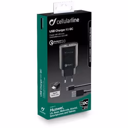 Cellularline ACHHUKITQCTYCK chargeur d'appareils mobiles Universel Noir Secteur Intérieure