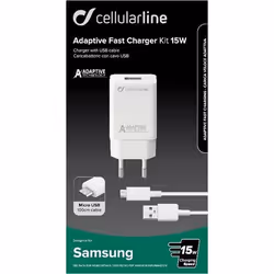 Cellularline ACHSMKIT15WMUSBW chargeur d'appareils mobiles Smartphone Blanc Secteur Intérieure