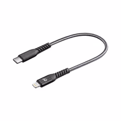 Cellularline Tetra Force Cable 15cm - USB-C to Lightning, 0,15 m, Lightning, USB C, Mâle, Mâle, Noir