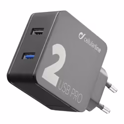 Cellularline ACHUSB2QC30W, Intérieure, Secteur, 9 V, Noir