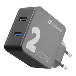 Cellularline ACHUSB2QC30W Smartphone, Tablette Noir Secteur Charge rapide Intérieure