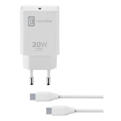 Cellularline USB-C Charger Kit 20W - USB-C to USB-C - iPad Pro (2018 or later) and iPad Air (2020)