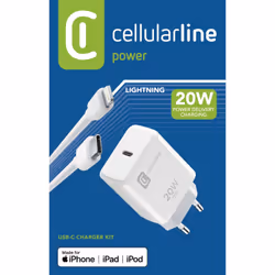 Cellularline USB-C Charger Kit 20W - USB-C to Lightning - iPhone 8 or later