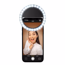 Cellularline Selfie Ring Pocket, LED, Noir, Batterie, 70 g, 32 mm, 90 mm