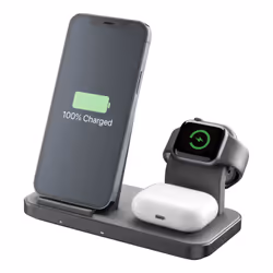 Cellularline TRIO WIRELESS CHARGER, Intérieure, Secteur, USB, Recharge sans fil, Noir