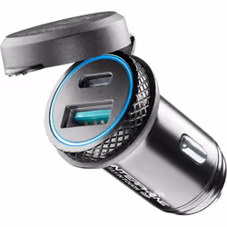 Interphone USB-A and USB-C Adaptateur 12V pour allume-cigare, noir