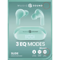 Music Sound BTMSTWSSLIDEG écouteur/Écouteur TWS Bluetooth Vert - Vue supplémentaire 5