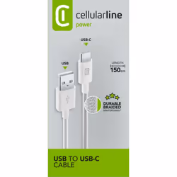 Cellularline USBDATABRATOC15W câble USB USB 2.0 1,5 m USB A USB C Blanc - Vue supplémentaire 2