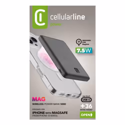 Cellularline Power Bank MAGSAFE 5000 Power Bank MagSafe 5 000 est le chargeur sans fil et portable avec la technologie MagSafe de 7.5W. Son design compact et sa finition soft touch en font le choix idéal pour une recharge rapide et sans câble. - Vue supplémentaire 2