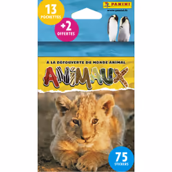 Panini ANIMAUX - Blister 13+2 pochettes, Papier, Multicolore, Italie, 80 g, 70 mm, 25 mm