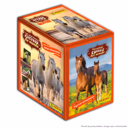 Panini Les plus beaux chevaux du monde, Boite de 36 pochettes, 110 mm, 75 mm, 170 mm, Italie, Garçon/Fille