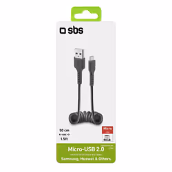 SBS TECABLEMICROSK câble USB 0,5 m USB 2.0 Micro-USB B USB A Noir