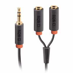 SBS TECABLESPLITTER, 3,5mm, Mâle, 2 x 3.5mm, Femelle, 0,2 m, Noir