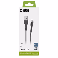 SBS TECABLEMICROC30K câble USB 1,5 m USB 3.2 Gen 1 (3.1 Gen 1) USB A USB C Noir - Vue supplémentaire 4