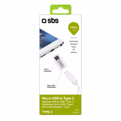 SBS TEADAPTC changeur de genre de câble USB Type-C 2.0 USB Micro-B Blanc