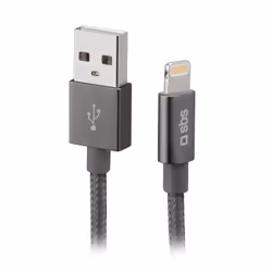 SBS TECABLEUSBIP5BDS, 1 m, Lightning, USB A, Argent, Droit, Droit