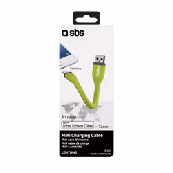 SBS TECABLELIGSHFLATG, 0,12 m, Lightning, USB A, Vert, USB 2.0, Apple - iPad (4th gen.) Apple - iPad Air Apple - iPad Air 2 A ...
