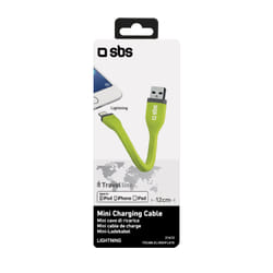 SBS TECABLELIGSHFLATG câble Lightning 0,12 m Vert