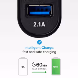 SBS TECRTC1USB2AUL chargeur d'appareils mobiles Smartphone Noir Allume-cigare Charge rapide Auto