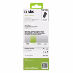 SBS TETR2USB21AFAST chargeur d'appareils mobiles Universel Noir Secteur Charge rapide Intérieure