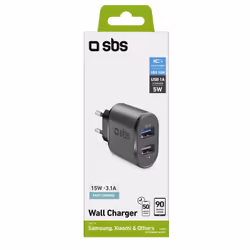 SBS TETR2USB31AFAST chargeur d'appareils mobiles Universel Noir Secteur Intérieure