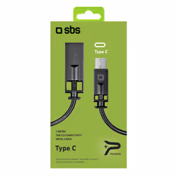 SBS TECABLELUXTYPCG câble USB 1 m USB 2.0 USB A USB C Noir