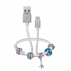 SBS TESLCABLECHARMTCW, 0,39 m, USB C, USB A, USB 2.0, Argent