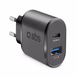 SBS TETRAVUSBTC2AFAST, Universel, Intérieure, 100 - 250 V, 50/60 Hz, 15 W, 5 V