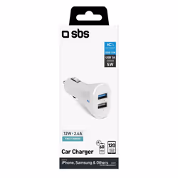 SBS TECR2USB24AWFAST chargeur d'appareils mobiles Smartphone, Tablette Blanc Allume-cigare Charge rapide Auto