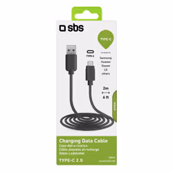 SBS TECABLETC220K câble USB 2 m USB 2.0 USB A USB C Noir