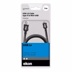 Ekon ECITUSBMINI30MMK câble USB USB 2.0 3 m USB A Mini-USB A Noir - Vue supplémentaire 4