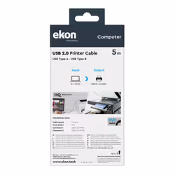 Ekon ECITUSB50ABMMG câble USB USB 2.0 5 m USB A USB B Noir - Vue supplémentaire 6