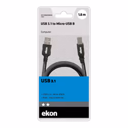 Ekon ECITUSBMICB18MMK câble USB USB 3.2 Gen 1 (3.1 Gen 1) 1,8 m USB A Micro-USB B Noir - Vue supplémentaire 3
