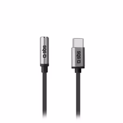 SBS TEADAPTJACKTYCK, Noir, USB C, 3,5mm, 0,15 m, Mâle, Femelle