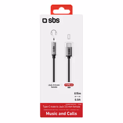 SBS TEADAPTJACKTYCK câble de téléphone portable Noir 0,15 m USB C 3,5mm